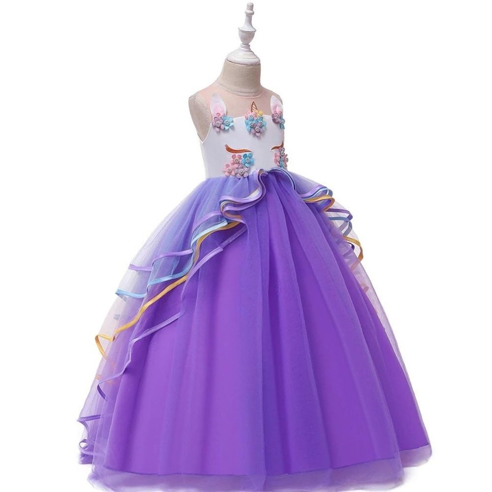 Robe Princesse Licorne Multicolore avec Accessoires