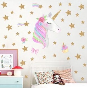Sticker Mural Licorne Paillette