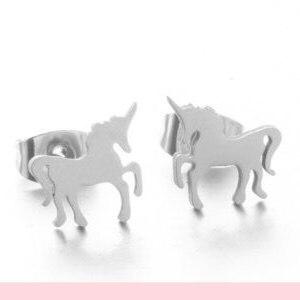 Boucle d'Oreille Argent Licorne